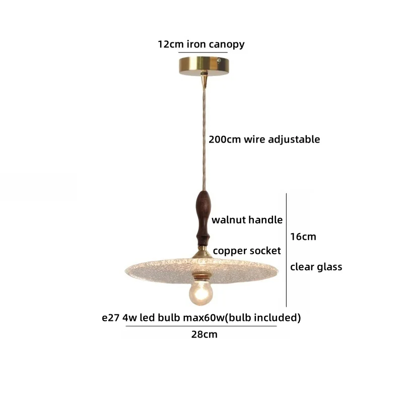 IWHD اليابانية الحد الأدنى قلادة LED ضوء واضح التعميم الزجاج القهوة لوفت ديكور عناصر تعليق مصباح معلق Pendelleuchte