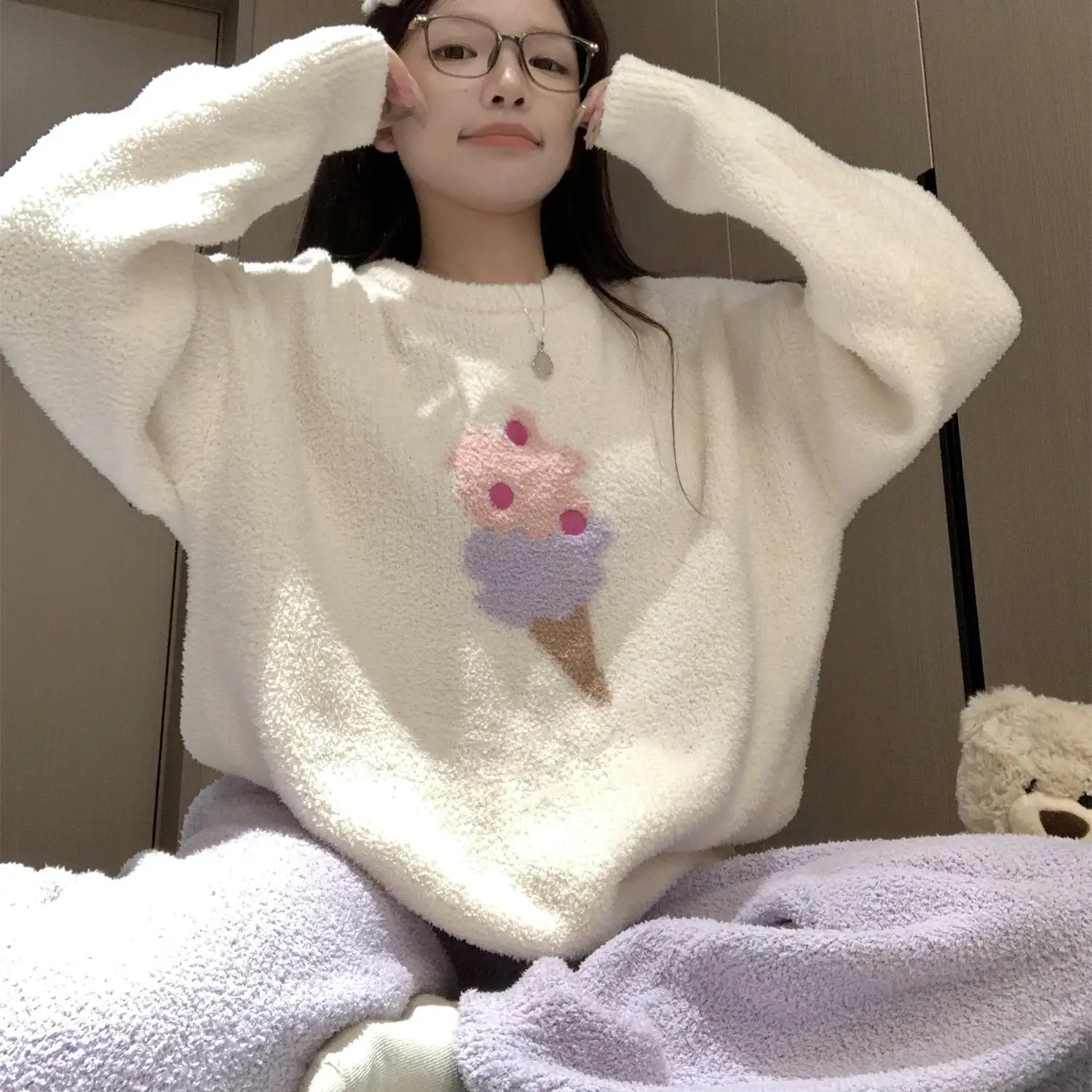 

Комплект домашней одежды, утепленная теплая одежда для сна, женская зимняя одежда из кораллового флиса, которую можно носить на улице Женская Пижама