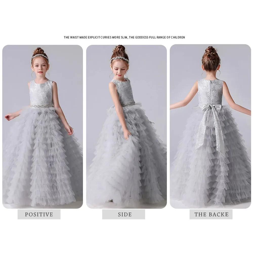 KYDYNQJ Tulle Flower Girl Dresses 2024 Tiered Girls Princess Gown For Birthday Party Sleeveless Junior Bridesmaid Dress