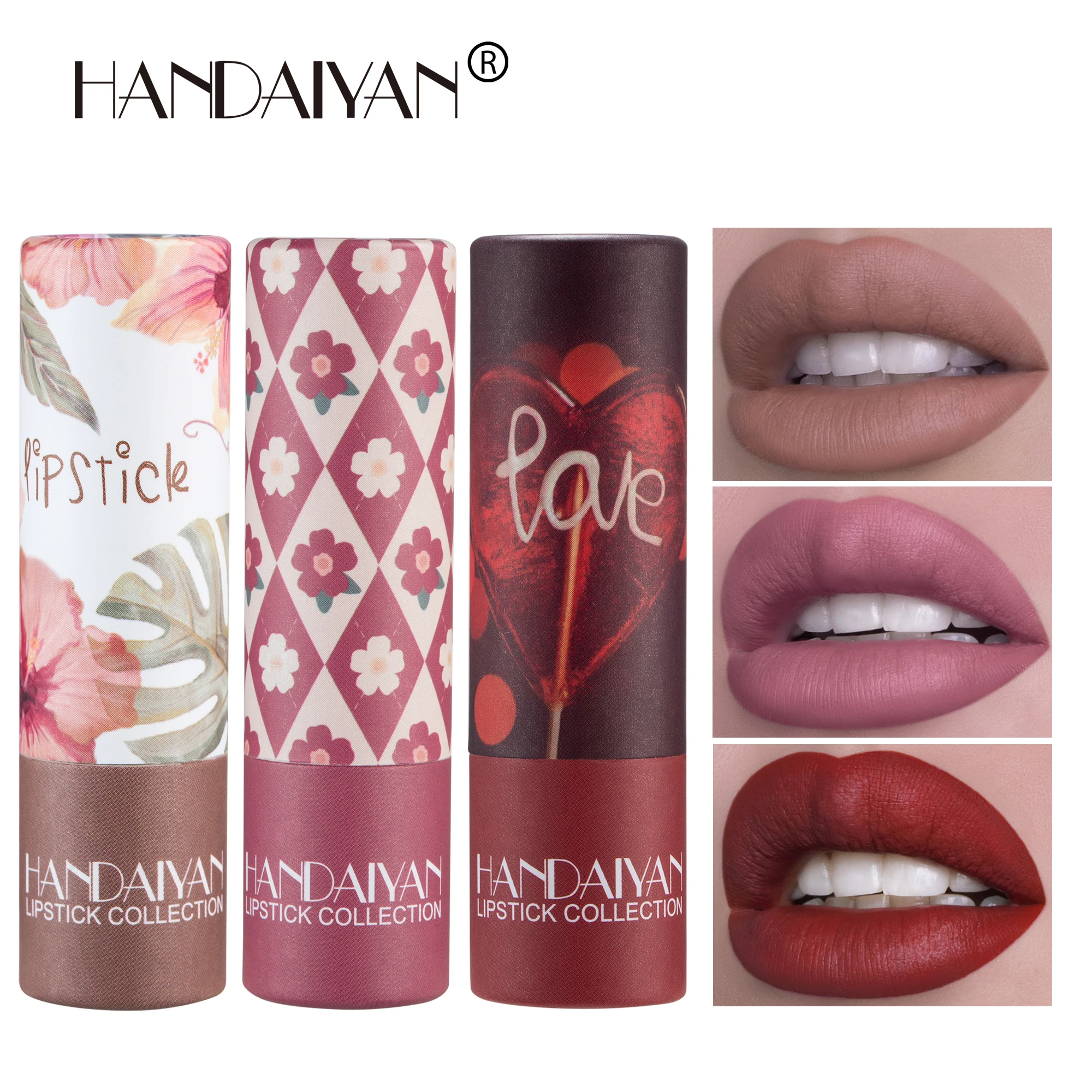 Handaiyan 8 Colors Matte Waterproof Velvet Nude Lipstick Sexy Red Brown Lip Matt Pigments Makeup Long Lasting Profissional