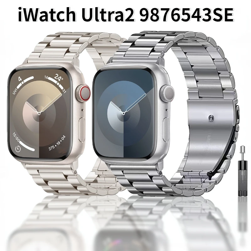Metal Strap for Apple Watch Band 49mm 45mm 41mm Stainless Steel for IWatch Ultra 3 2 1 11 10 9 8 7 6 5 4 SE3 46mm 44mm 42mm 40mm