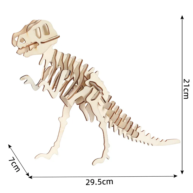 木製3D恐竜パズルセット、環境に優しいバスウッド+レーザーカット、接着剤不要のDIY組み立て、トリケラトプス/ティラノサウルス/ステゴサウルスデザイン