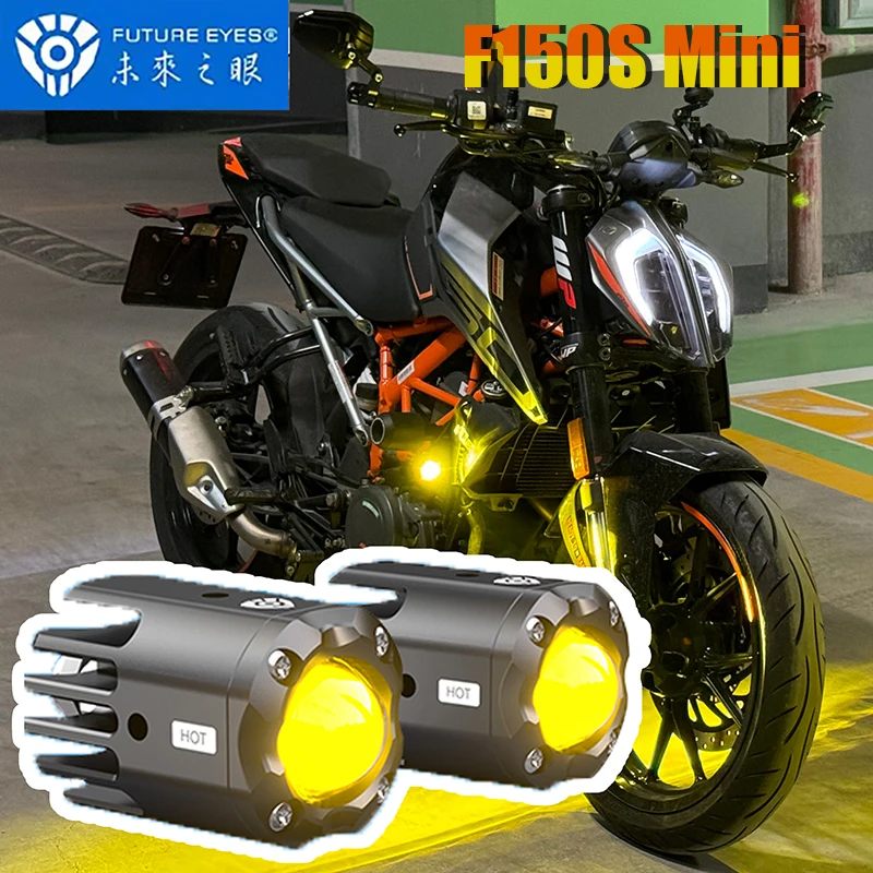 Future Eyes F150S Mini Motorcycle Spotlight Hidden Fog Light Small Lamp High and Low Beam Light 60W Moto LED Auxiliary Spotlight