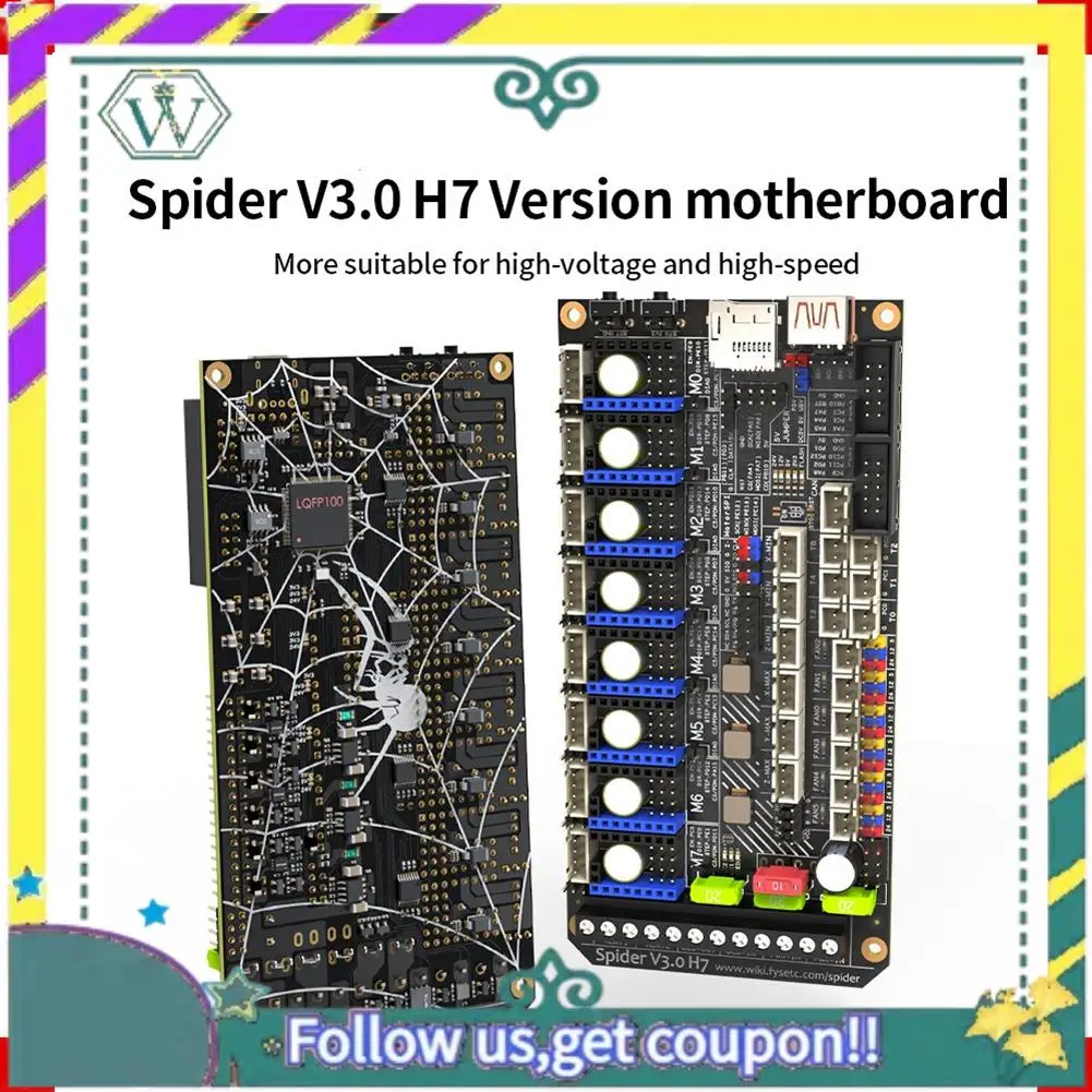NEW Spider V3.0 H7 32 Bit Motherboard Drive 24V/48V Power Supply Board 8 Axis TMC5160T TMC2209 High Speed For Voron
