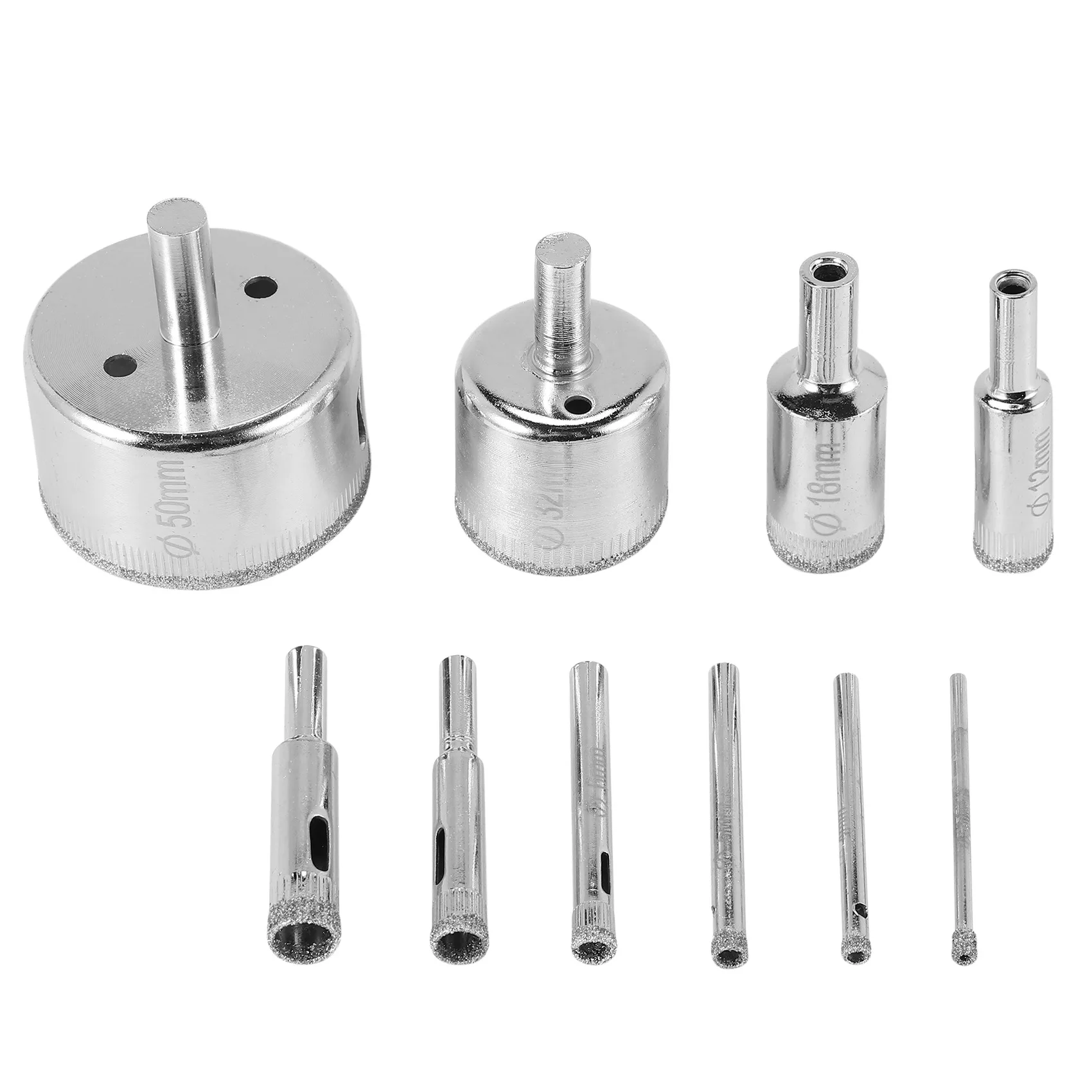 10Pcs Diamond Hole Saw 3-50mm Drill Bit Saw Set Tile Ceramic Marble Glass Cutter