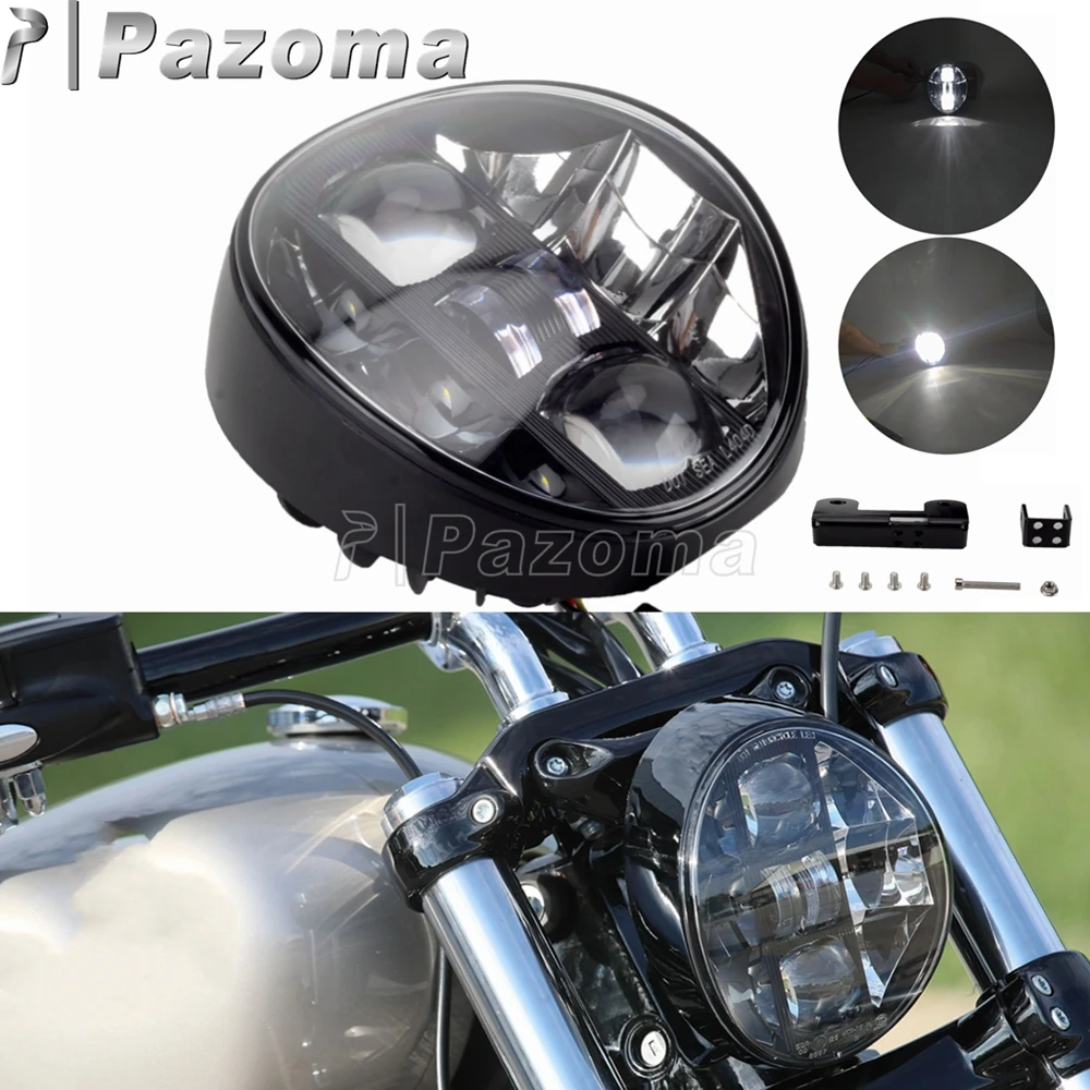 PAZOMA 12V 6500K Motorcycle LED Retrofit Headlights Hi/Lo Beam DRL Headlamp Assembly For Harley Softail Breakout FXSB 2013-2017