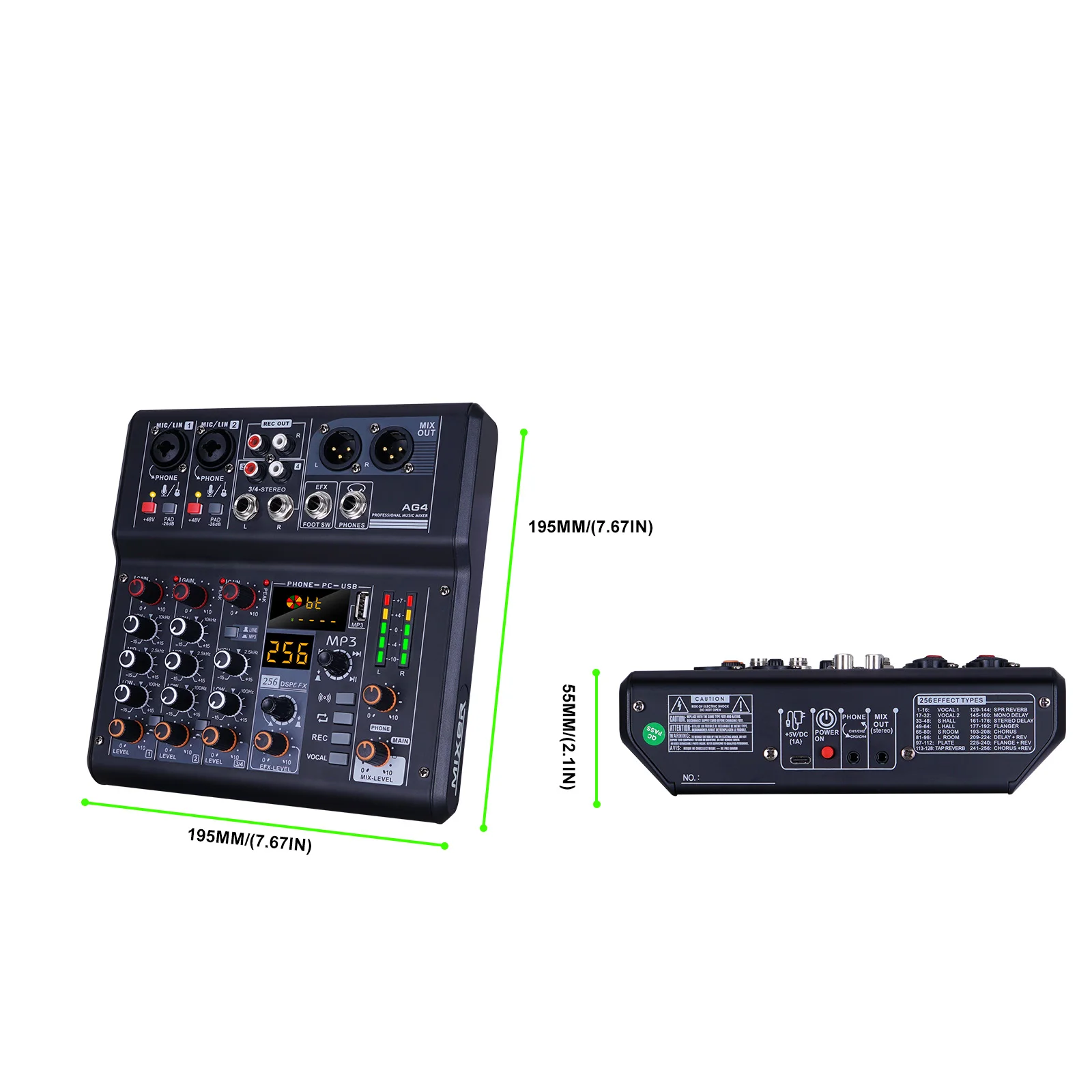 Sound card mixer mobile computer live broadcast network K song recording arranging suit belt USB reverberation 5V