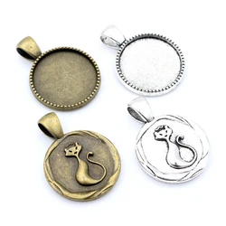 10pcs 20mm Inner Size Black plated and Rose Gold Color Cat Style Cabochon Base Setting Charms Pendant