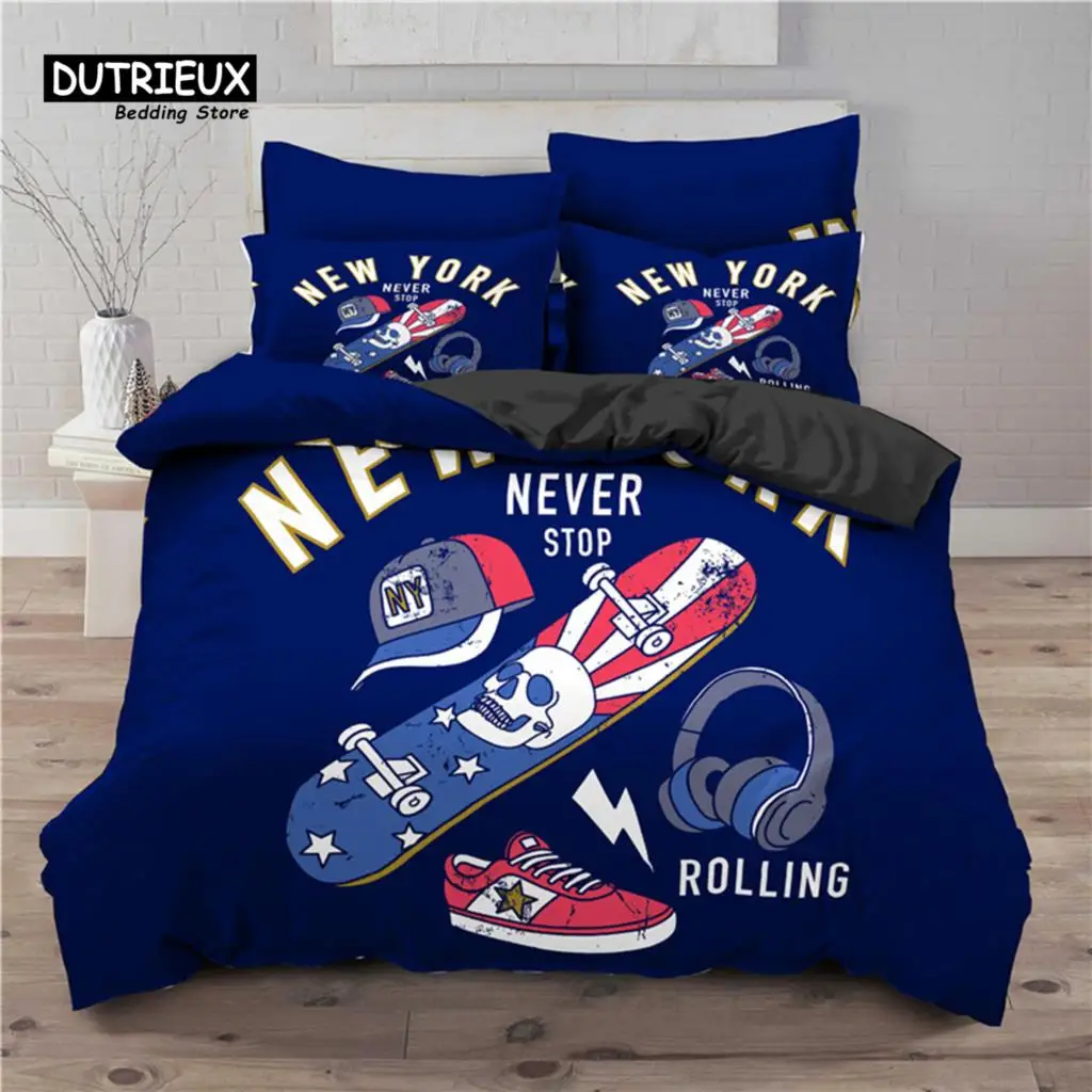 

Luxury 3D Skateboard Print Home Living Comfortable Duvet Cover Pillowcase Kid Bedding Set Queen and King EU/US/AU/UK Size