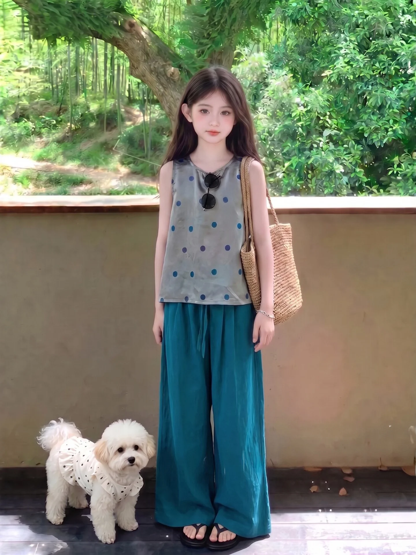 girls-summer-thin-wide-leg-pants-casual-style-student-middle-school-clothes-teenage-girls-fashionable-breathable-children's-o