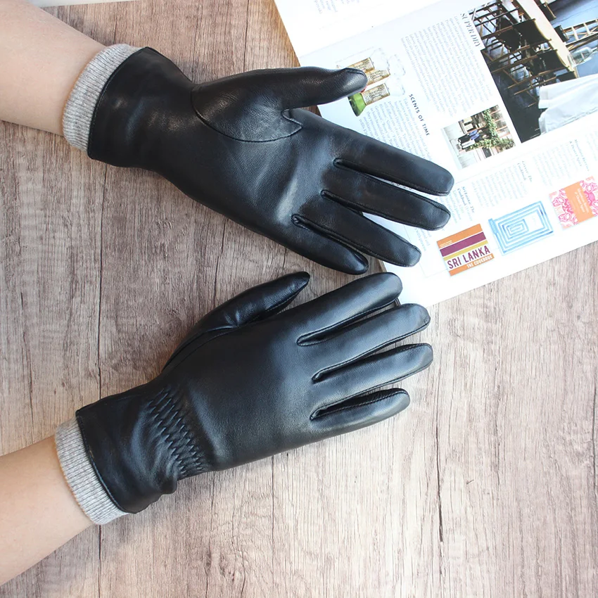 women's-sheepskin-touchscreen-leather-gloves-fashion-new-black-wool-lining-autumn-and-winter-warm-motorcycle-driving-gloves