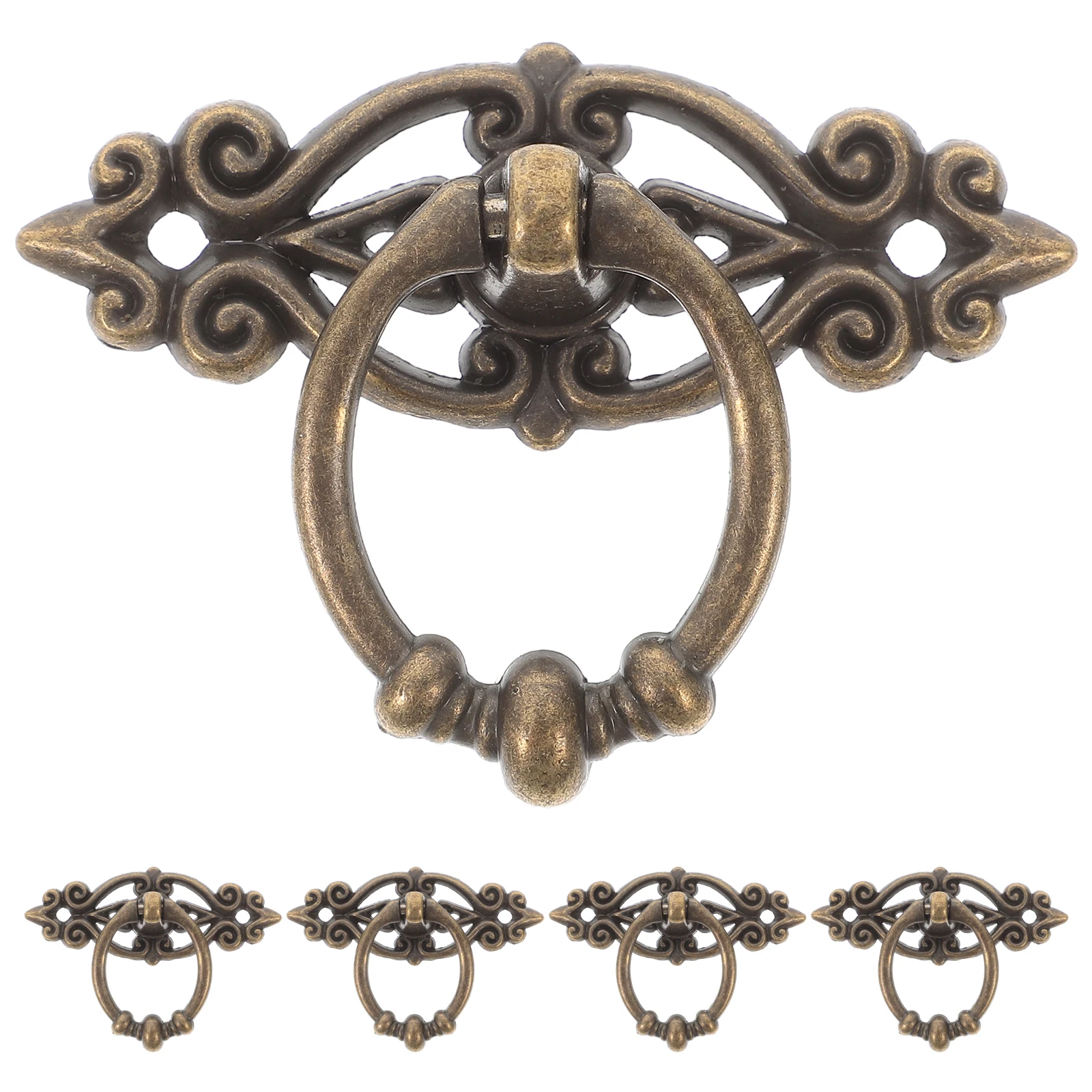 

6 PCS Brass Retro Handle Cabinet Handles Zinc Alloy Closet Door Furniture Hardware