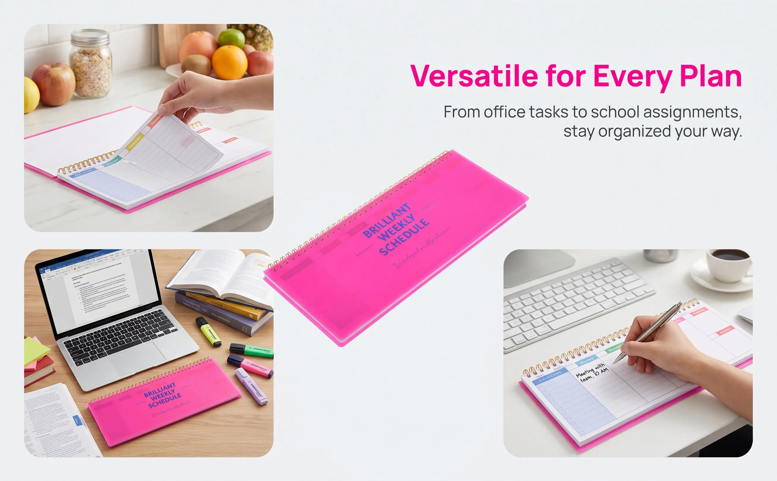 Planning Pad Pink Tear Off to Do List Notepad Undated Horizontal Schedule Planner Office School Supplies