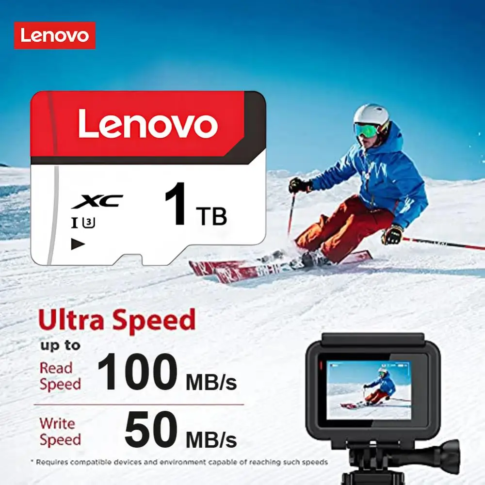 Cartão de Memória de Alta Velocidade Lenovo, Micro TF, Cartão SD, Super Compatibilidade, U3, Cartão TF, V30, 1TB, 512GB, 2TB, Compatível com SmartPhone