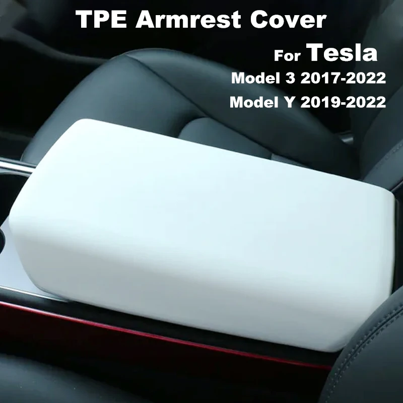 Car Center Console Armrest Pad For Tesla Model 3 Y 2017-2024 TPE Soft Case Lid Auto Central Armrest Box Cover Accessories