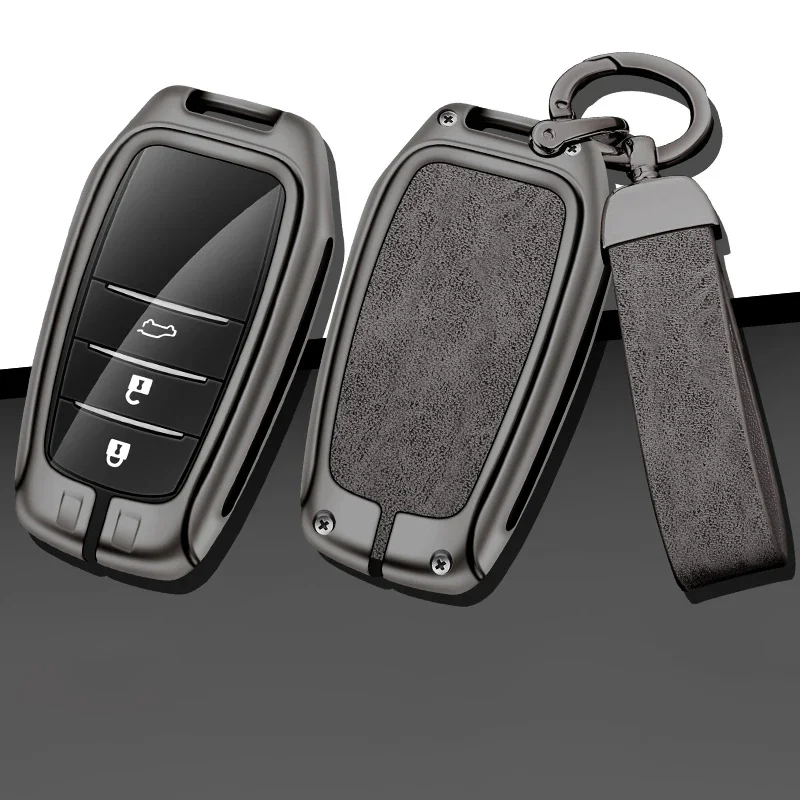 

For Toyota Car Key Case Cover Corolla Camry Prado Crown Highlander Land Cruiser RAV4 Vios Vellfire Visa Previa Alloy Leather