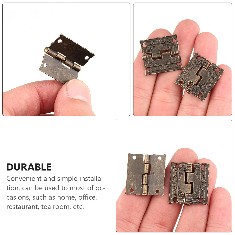 

20pcs Alloy Hinges Carved Hollow Design For Wooden Box Jewelry Cabinet Door Vintage Style Strong Durable Cupboard Door Hinge
