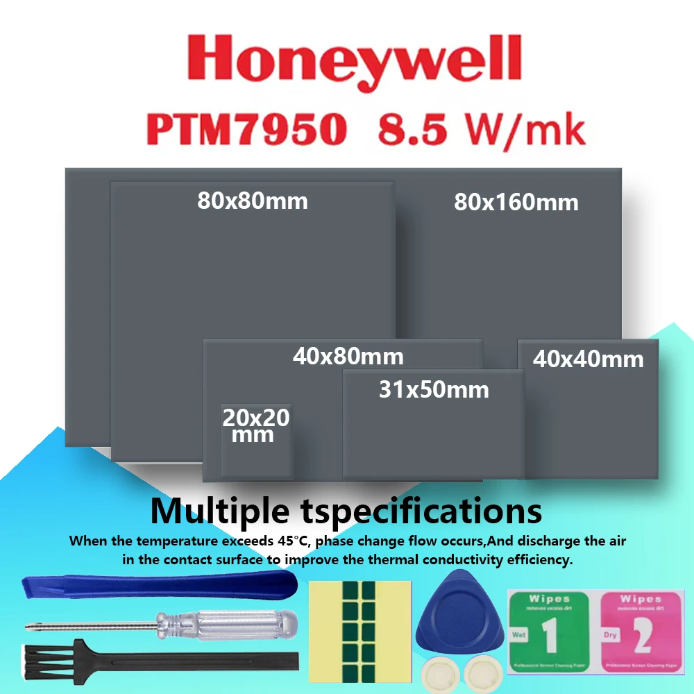 Honeywell PTM7950 Phase Change Pad 8.5W/mk Thermal Grease Material Laptop/CPU/GPU Heatsink Cooling Thermal Conductive Paste Pad