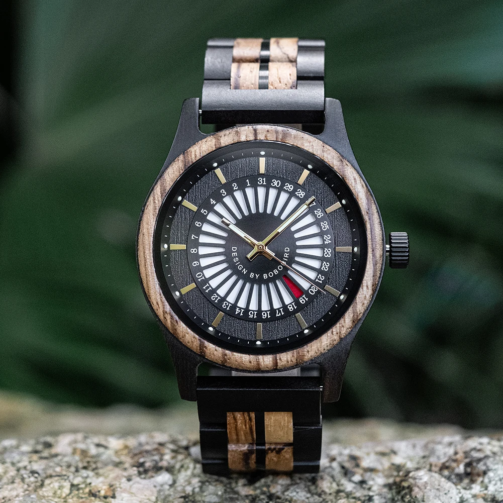 BOBO BIRD Men's Wooden Watch | Unique Design | Date Display | Custom Logo Available | Dropshipping Supported