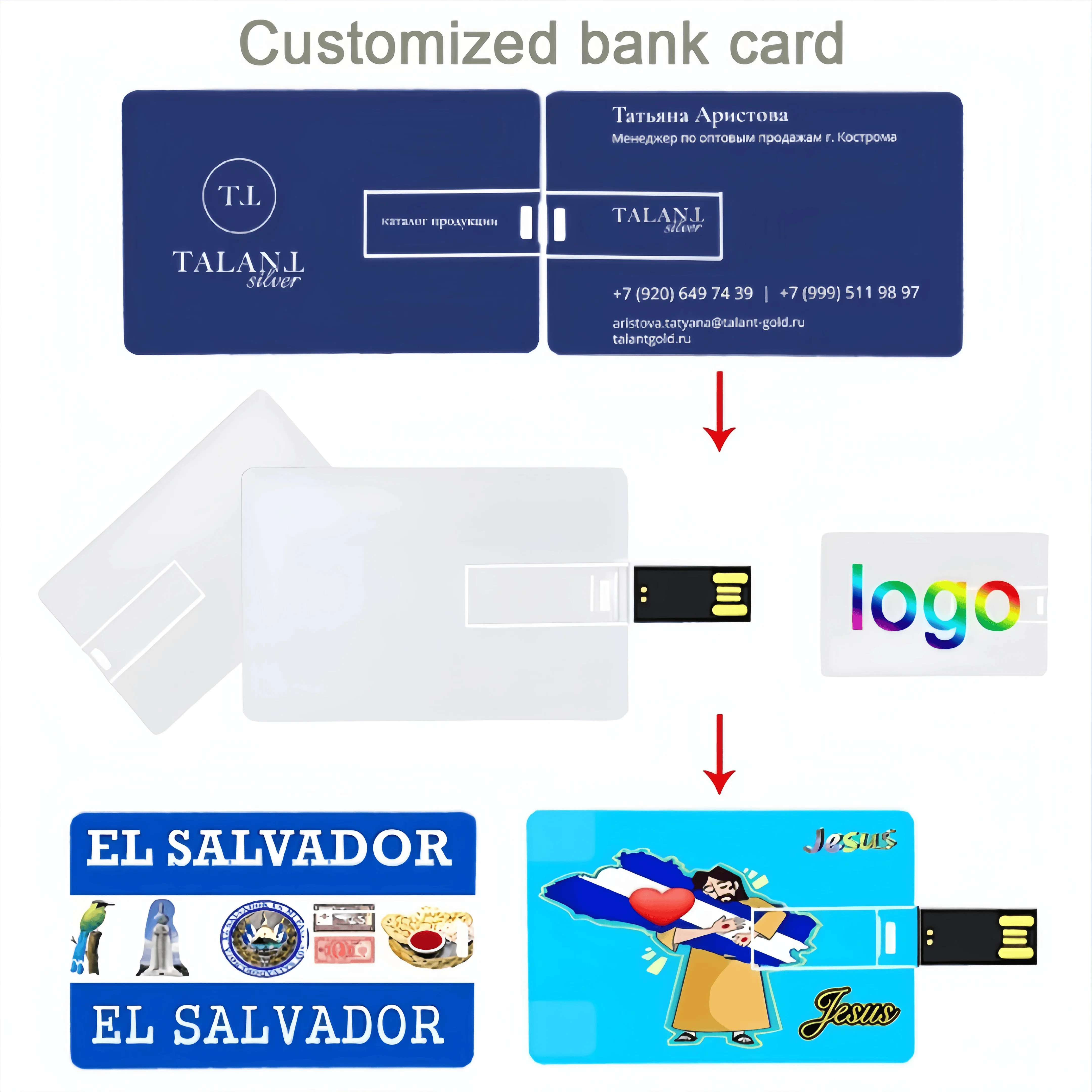 10 pcs custom logo card usb 2.0 memory flash pen drive