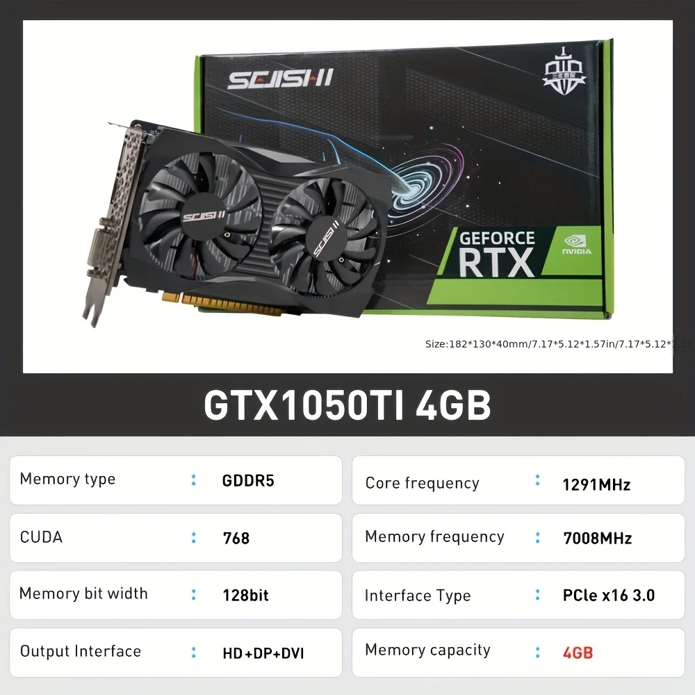 SEJISHI NEW Geforce GTX1050Ti 4G 4GB NVIDIA بطاقة الرسومات GDDR5 128bit 14NM بطاقة الفيديو NVIDIA بطاقة الفيديو GPU placa de video