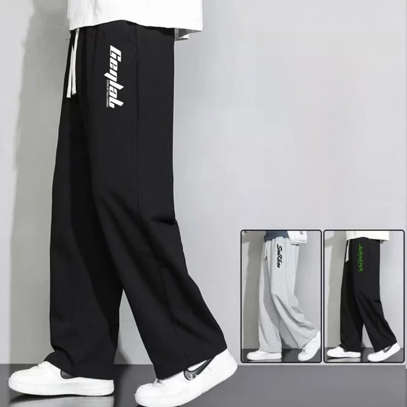 

Модные мужские тонкие спортивные повседневные брюки на весну и осень, универсальные свободные брюки большого размера с прямыми штанинами, удобные свободные брюки