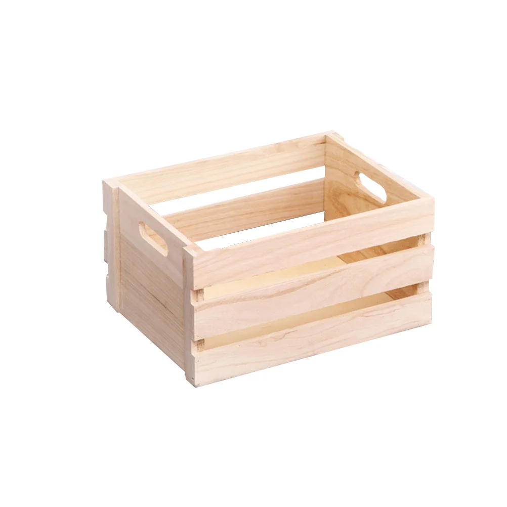 

Wooden Desktop Storage Box Multifunction Storage Window Basket Display Organizer Sundries Container for Home Market Solid Color