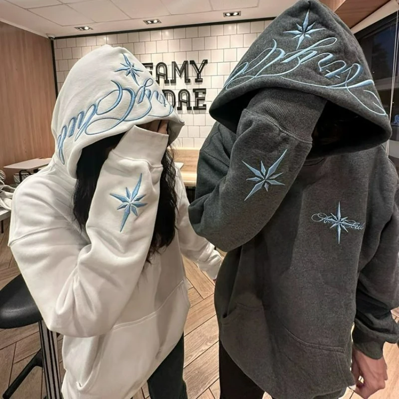 

Зимняя новая модная свободная куртка для пар, двухслойная толстовка с капюшоном в американском стиле ретро и трехмерной вышивкой для мужчин и женщин