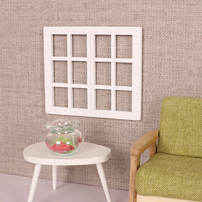 1/12 Mini casa delle bambole Cornice per finestra in legno Modello Mobili per casa delle bambole Decorazione Casa delle bambole Micro scena Puntelli da costruzione