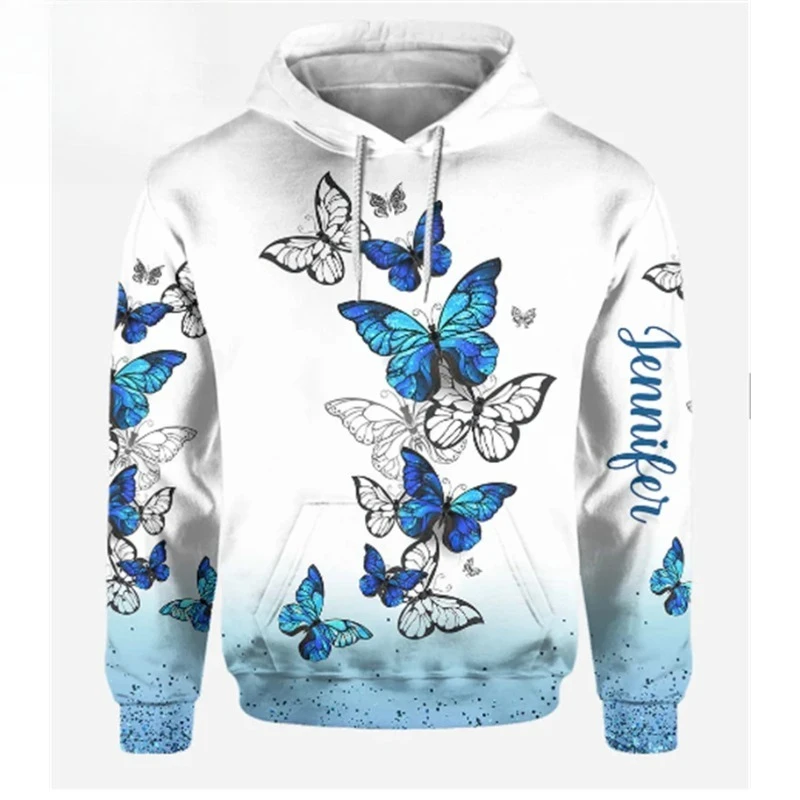 2025 New Fashion Girls' Women's 3D American Flag Printed Sportswear Clothing Men's Butterfly Pattern Hoodie