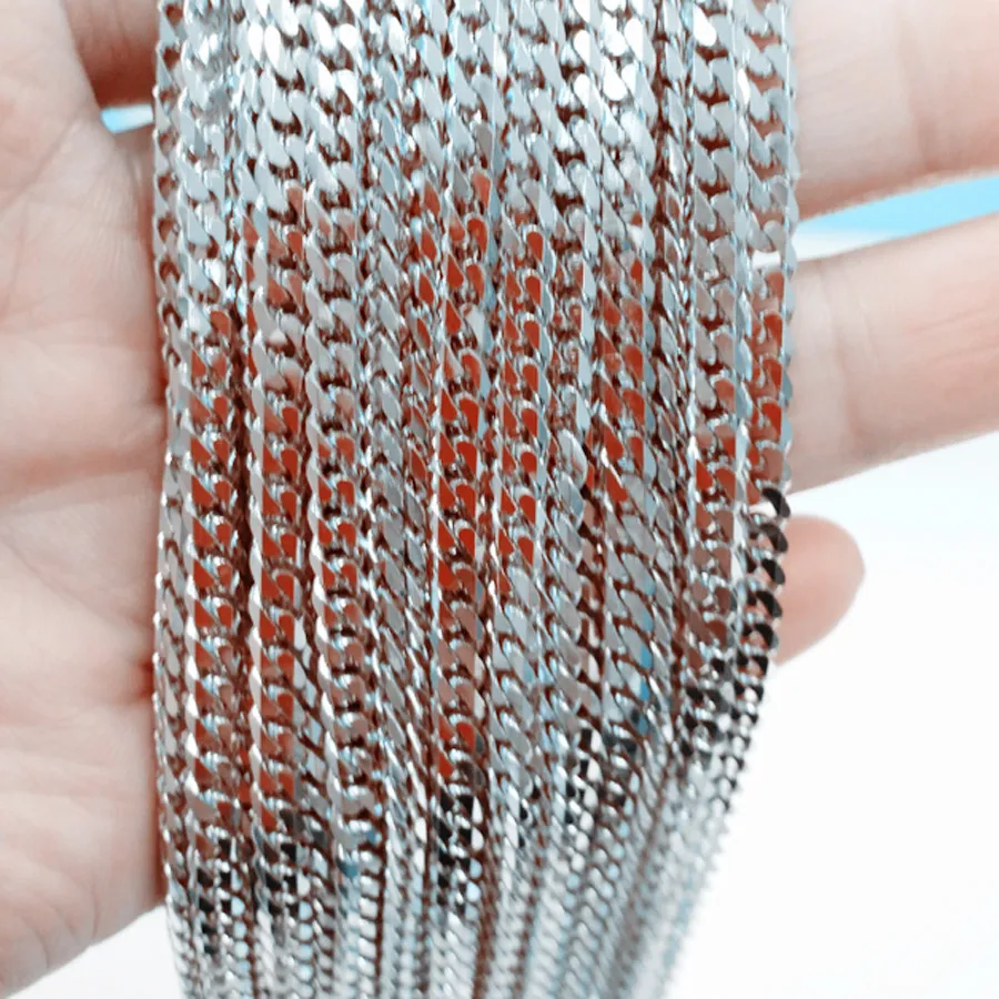 4mm width 16-40 Inch Silver Color 316L stainless steel chain necklace statement curb cuban chain vintage men women jewelry