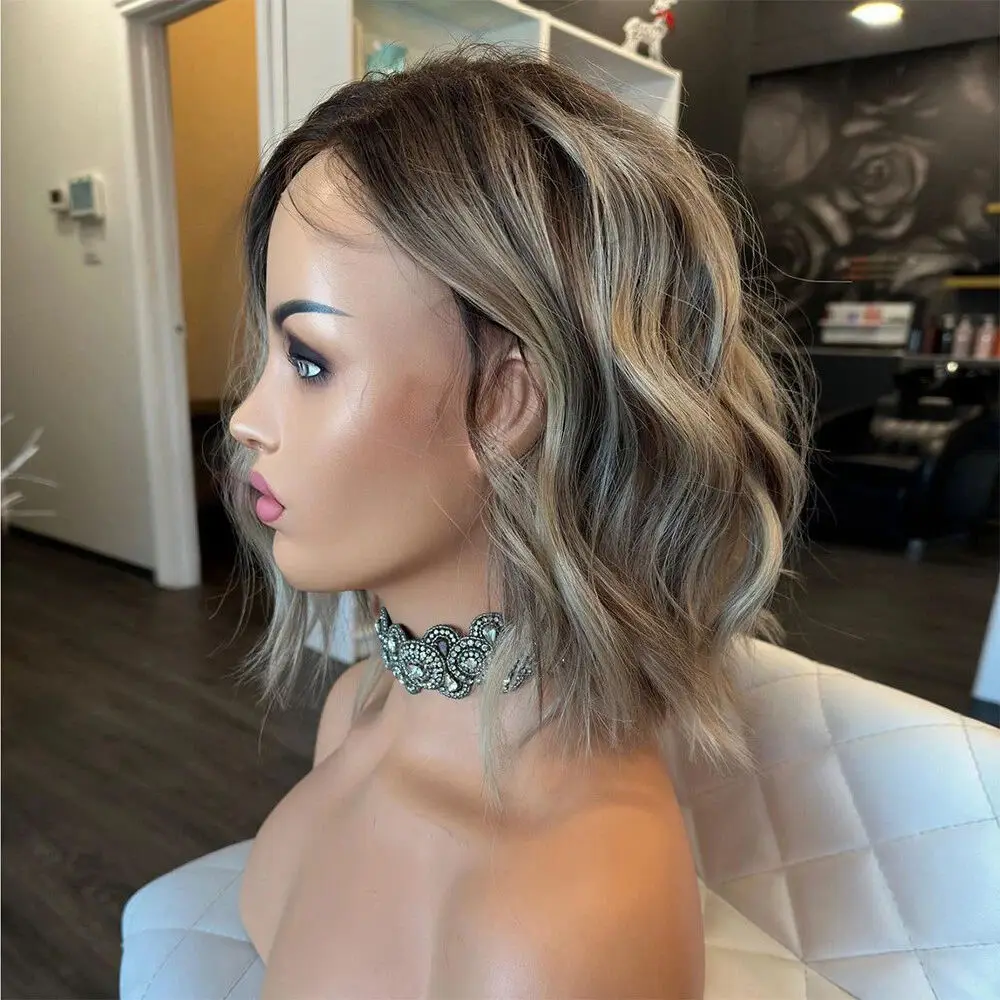 رقيق 13*4 HD الدانتيل الشفاف الباروكات عالية الجودة موجة عميقة الاصطناعية الدانتيل أعلى الباروكات أومبير الكرمل براون امرأة الألياف تأثيري #2