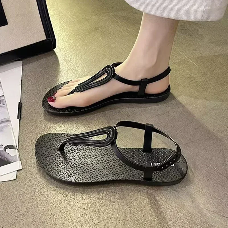 Women Sandals Sexy Rome Clip Toe Beach Flip Flops Summer 2024 New Fashion Outdoor Flat Shallow Shoes for Women Zapatos Mujer