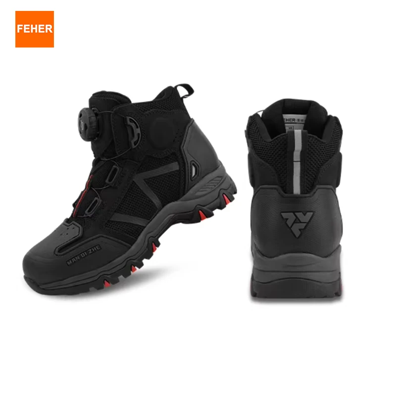 

FEHER MQZ Series 604 Summer Motorcycle Boots Breathable Non-slip Rotating Lace Up System Hiking Shoes for Riding and Climbing
