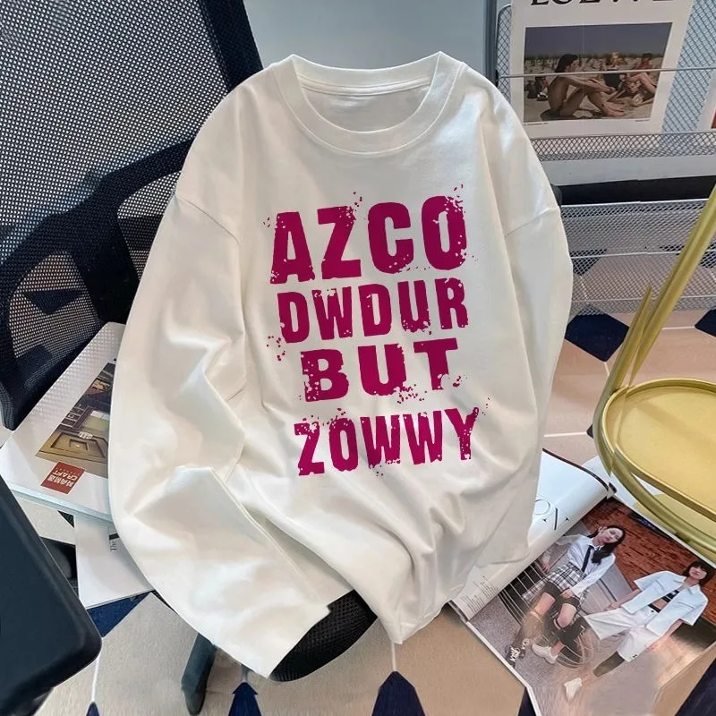 

Мужская футболка ZAZOMDE High Street с длинным рукавом из 100% хлопка с буквенным графическим принтом для городской уличной одежды и моды Kpop