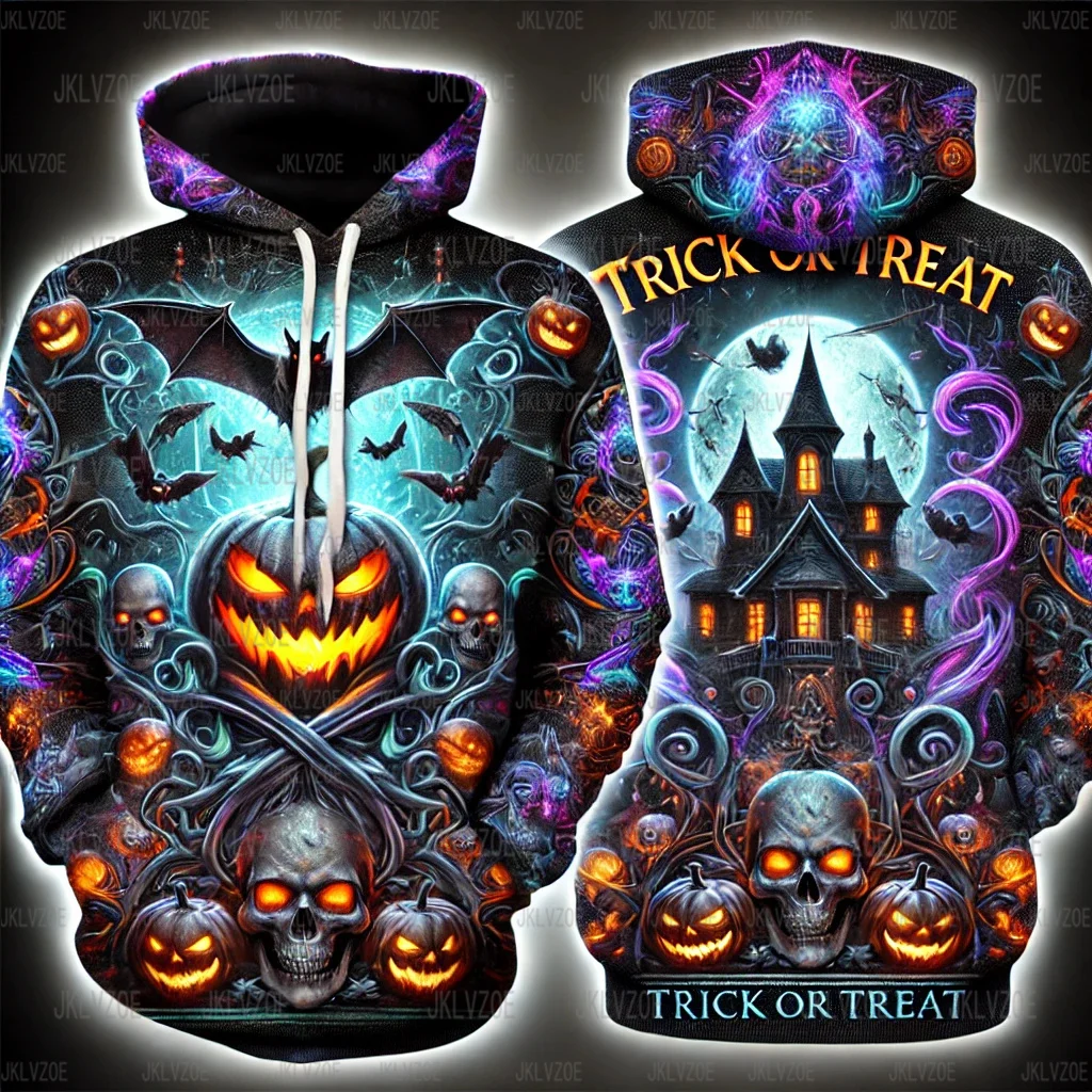 Autumn New Halloween Hoodies Nightmare Before Christmas 3D Print Hoodie Men Women Fashion Oversized Casual Sweatshirts Pullovers