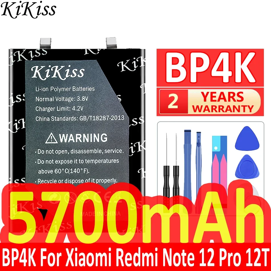 

5700mAh KiKiss Powerful Battery BP4K For Xiaomi Redmi Note 12 Pro/12T Note12 Pro 12Pro/Poco X5 Pro X5Pro 5G