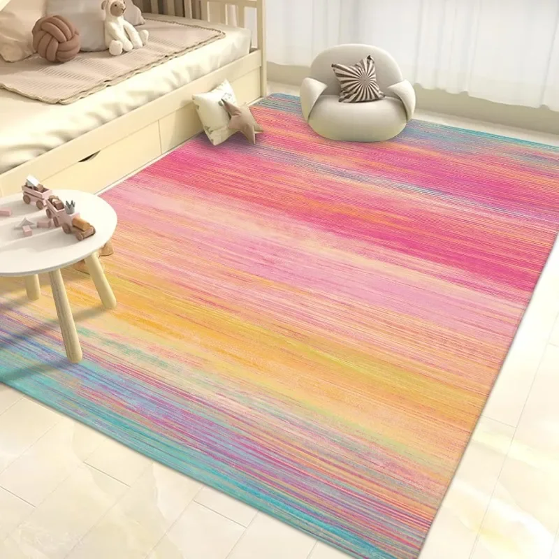 

For Rainbow Rug Colorful Stripe Kids Rugs Super Soft Bedroom Bedside Floor Mat Home Decor Living Room Sofa Carpets Ковер Tapis 러