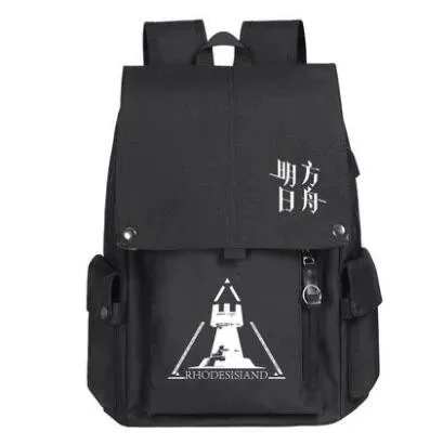 Anime  Arknights Rhodesisiand USB Port Backpack Bag Zipper Messenger School Students Book Boys Man Large Capacity Travel Bag