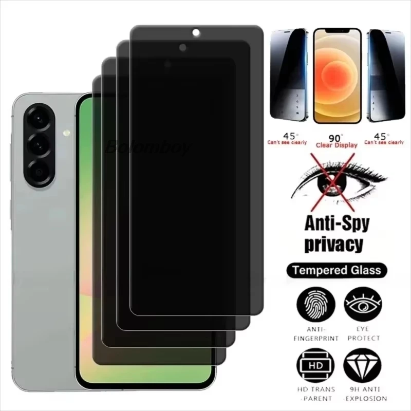 1-5PCS Tempered Glass For Samsung S26 Ultra Galaxy S25 S24 S22 Plus S23 FE Privacy Screen Protectors Anti-Spy Fingerprint Unlock