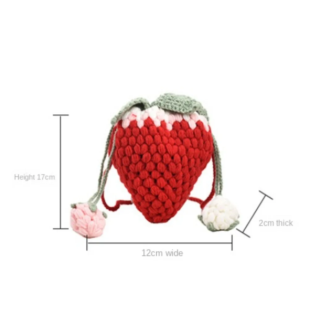 Adorable Strawberry Tote Crossbody Bag Casual Versatile Cartoon Shoulder Bag Kawaii Handmade Sling Purses