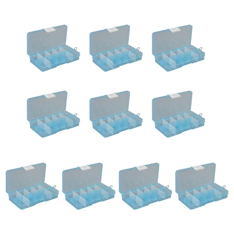 

10pcs Clear Plastic Storage Box 10 Compartment with Sealing Lid Multipurpose for Indoor Outdoor Outdoor Traveling Camp