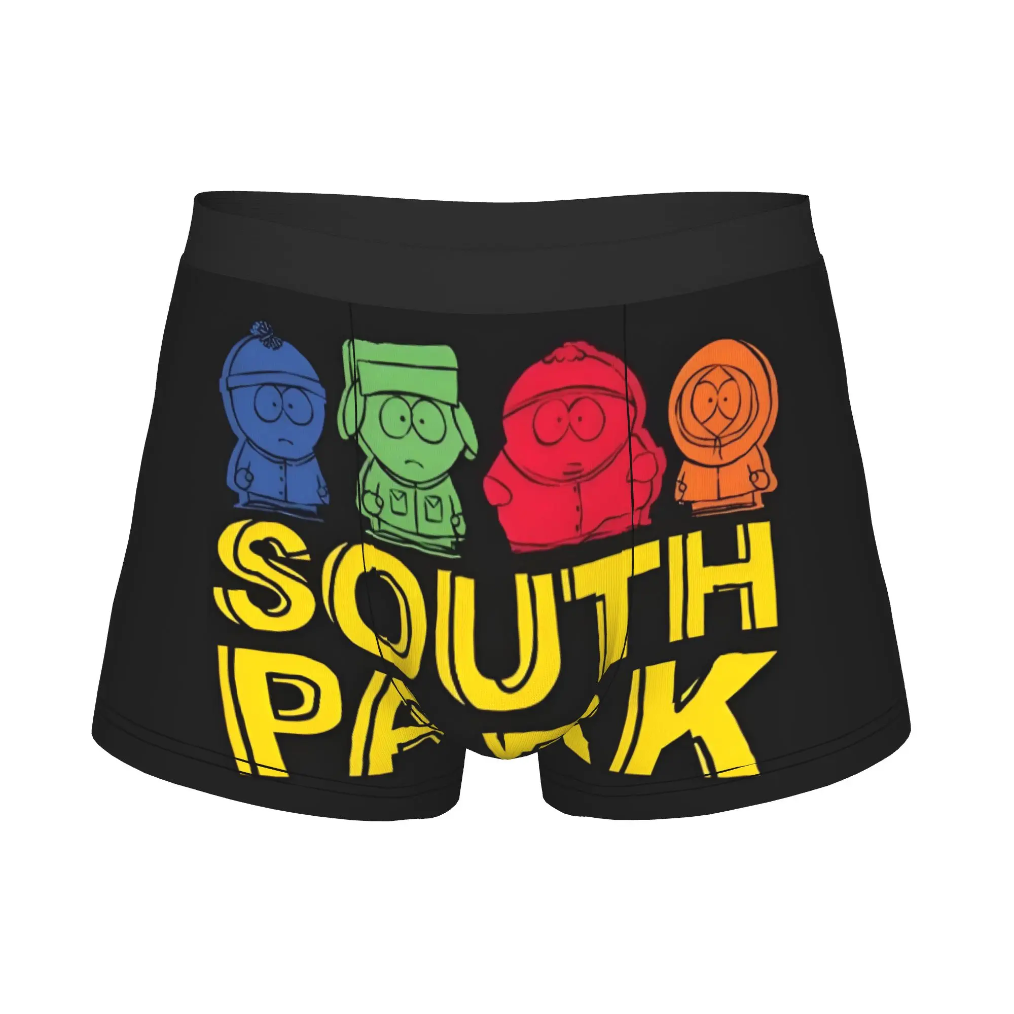 S-SouthParks Character Boxers Shorts Mens Animation Black Briefs Underwear Fashion Underpants