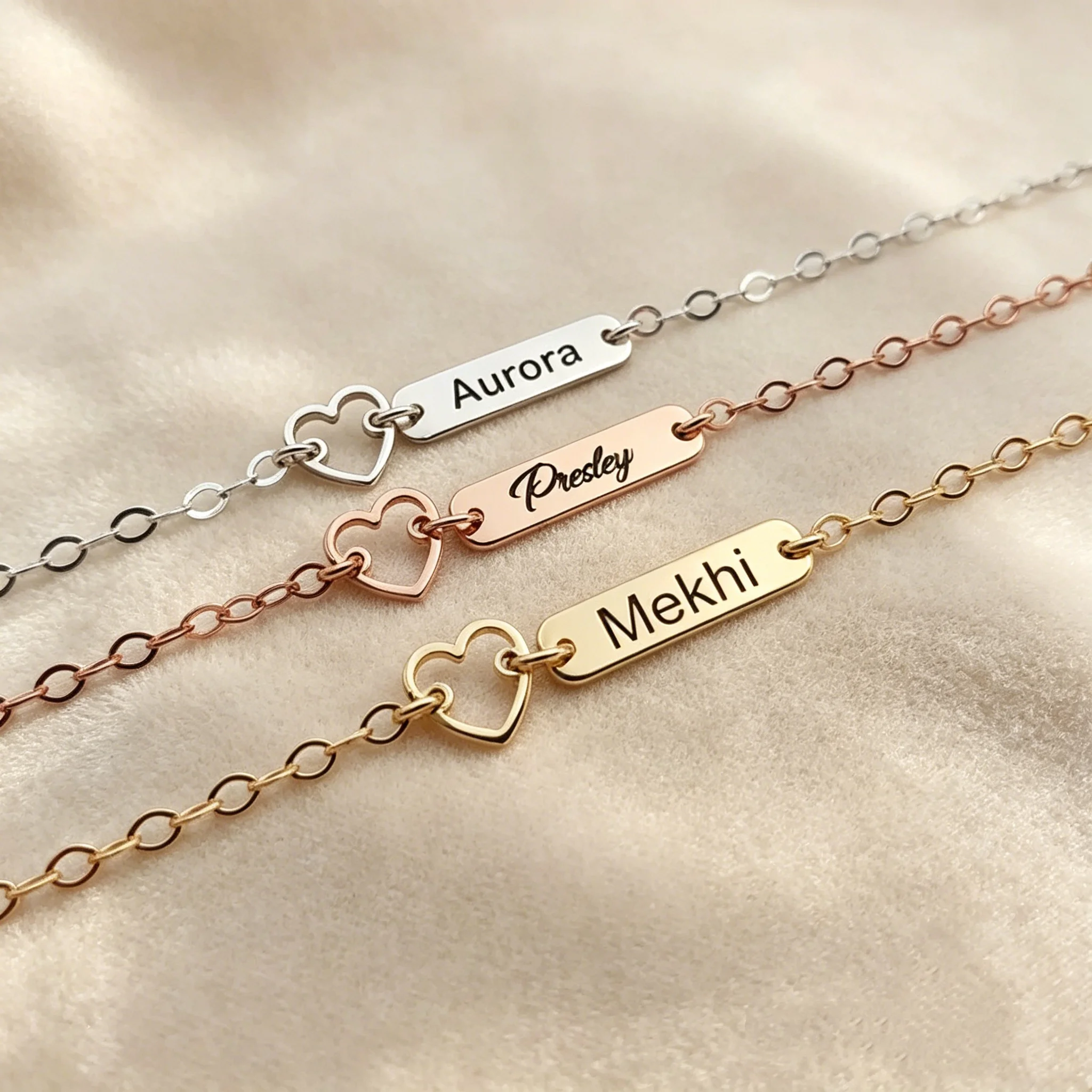 Customized Heart Bracelet for Baby Personalized Gold Plated Stainless Steel Engravable ID Name Bracelet New Born Jewelry Gift