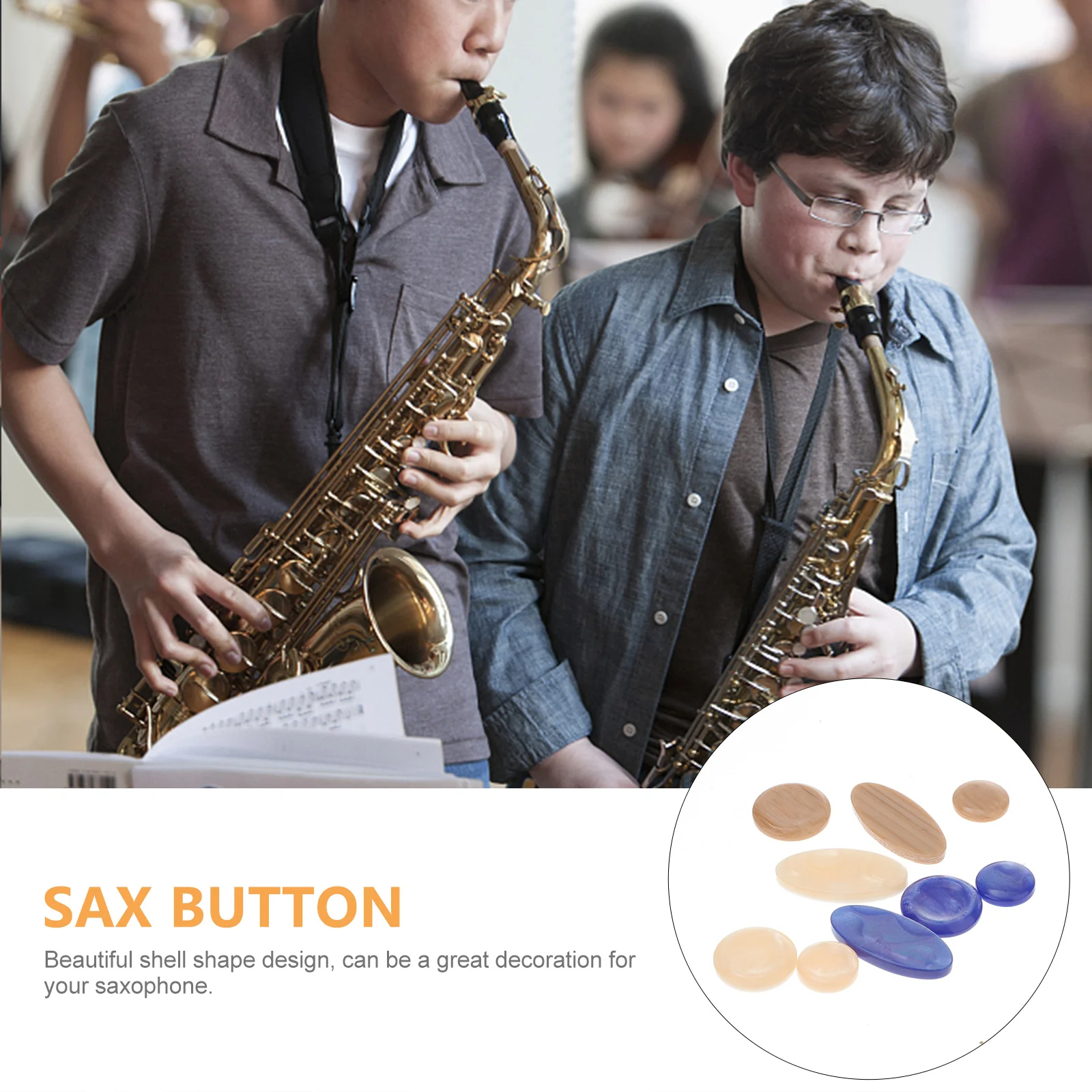 

3Set Saxophone Shell Button Key Cover Durable Plastic Sax Button Inlays Music Instrument Accessories Blue Khaki Beige