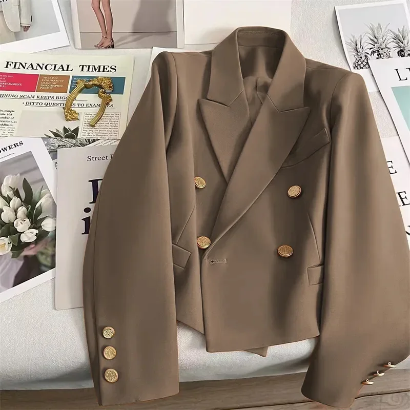 

2024 весна осень новый маленький костюм пальто женский короткий пиджак повседневная темпераментная верхняя одежда дизайн Sense женское пальто топы