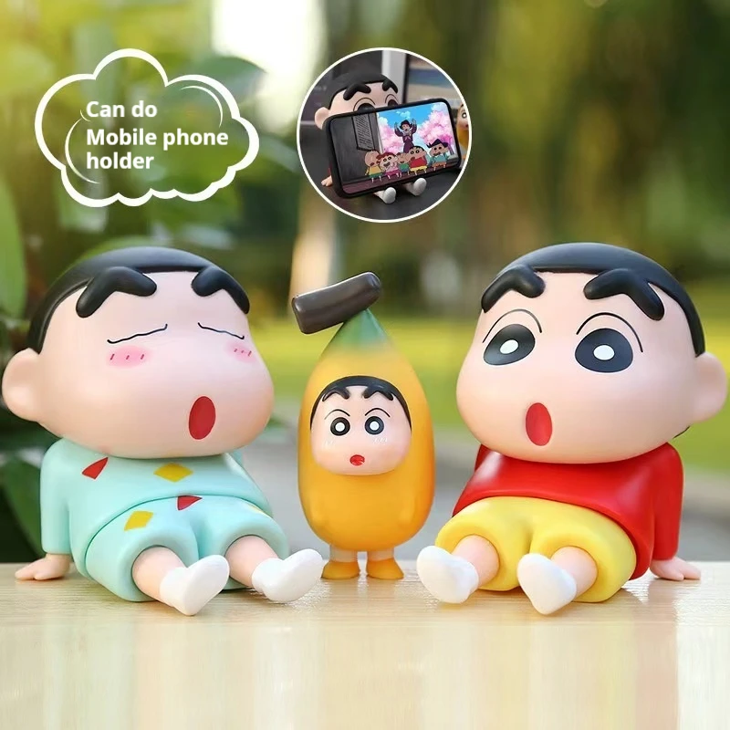 Cartoon Anime Crayon Shin-Chan Character Movable Model Of Mobile Phone Lazy Bracket Kawaii Desktop Decoration Life Small Gift