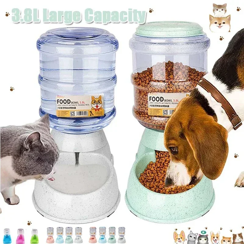 3.8L Dog Automatic Feeders Plastic Water Bottle Cat Bowl Feeding and Drinking Dog Water Dispenser Pet Feeding Bowl Pet Supplies