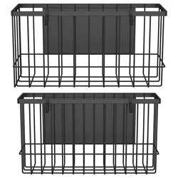 Magnetic Basket Organizer Black Mesh Holder Magnetic Book Shelf Strong Magnetic for Fridge Refrigerator Office File Foil Home