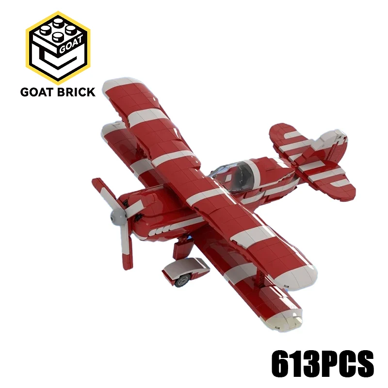 

Moc Building Blocks Pitts special S2B Red aircraft Technology Modular Bricks Model Gifts Christmas Toys DIY Sets Assembly